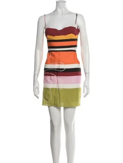 Pre-owned Cala De La Cruz Linen Mini Dress W/ Tags In Green