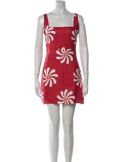 Pre-owned Cala De La Cruz Linen Mini Dress W/ Tags In Red