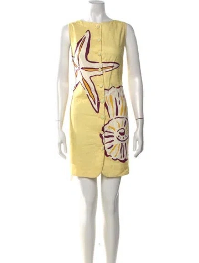 Pre-owned Cala De La Cruz Linen Mini Dress W/ Tags In Yellow