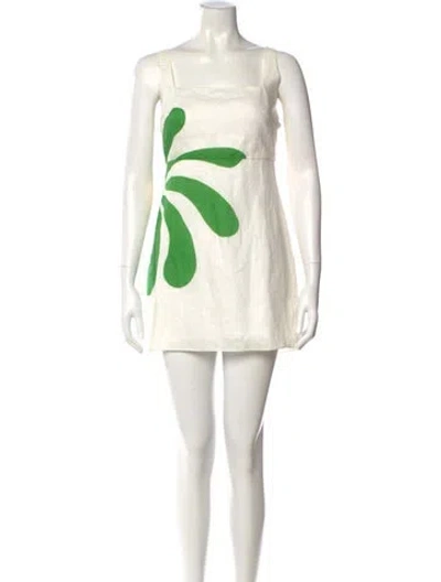 Pre-owned Cala De La Cruz Linen Mini Dress In White