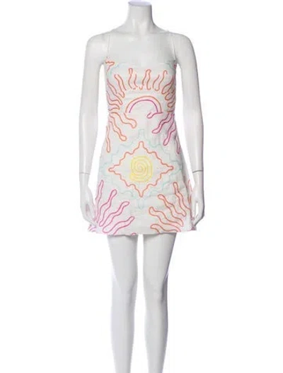 Pre-owned Cala De La Cruz Linen Mini Dress In White