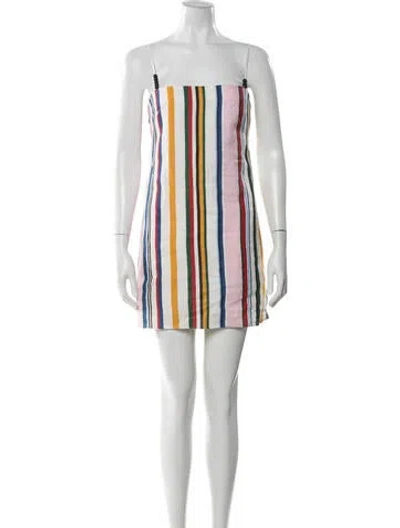Pre-owned Cala De La Cruz Linen Mini Dress In White