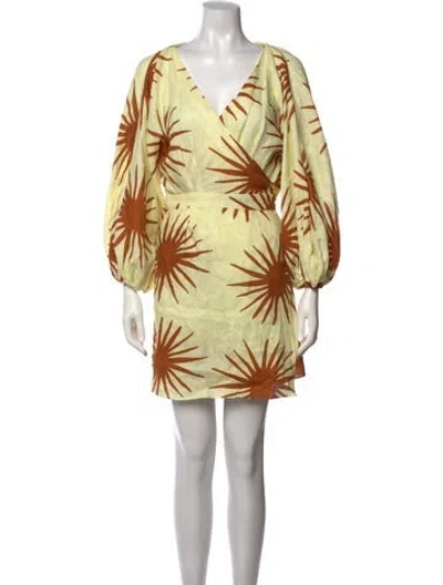 Pre-owned Cala De La Cruz Linen Mini Dress In Yellow