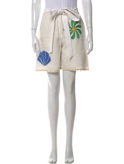 Pre-owned Cala De La Cruz Linen Mini Shorts W/ Tags In Yellow