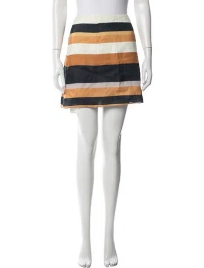 Pre-owned Cala De La Cruz Linen Mini Skirt In Multicolor