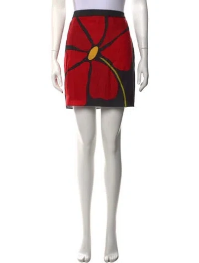 Pre-owned Cala De La Cruz Linen Mini Skirt In Red