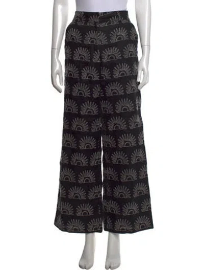 Pre-owned Cala De La Cruz Linen Wide Leg Pants In Black