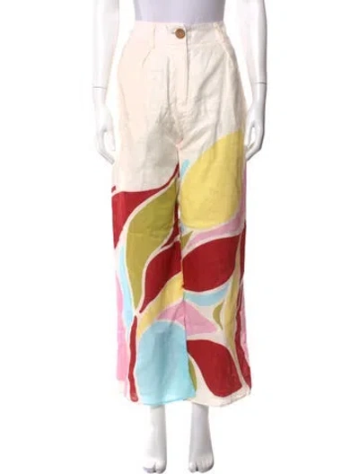 Pre-owned Cala De La Cruz Linen Wide Leg Pants In Multi