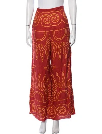 Pre-owned Cala De La Cruz Linen Wide Leg Pants W/ Tags In Orange