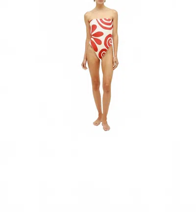 Cala De La Cruz Lore One Piece Bathing Suit In Red/white In Multi