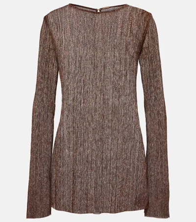Cala De La Cruz Loretta Lamé Top In Brown