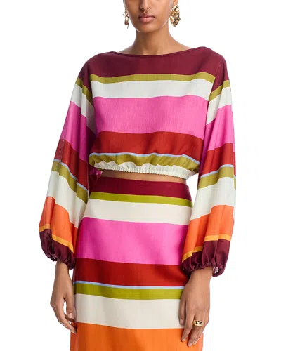 Cala De La Cruz Lori Linen Cropped Top - Exclusive In Bayadere