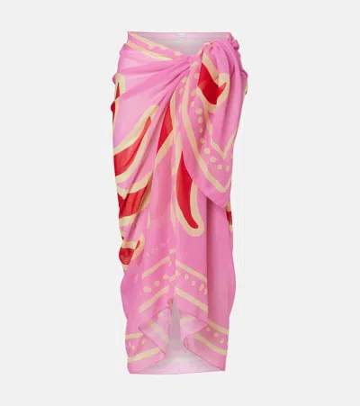 Cala De La Cruz Luana Printed Beach Cover-up In Pink