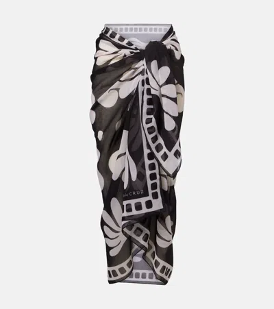 Cala De La Cruz Luana Printed Beach Cover-up In Black