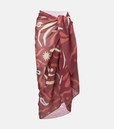 Cala De La Cruz Luana Printed Beach Cover-up In Brown