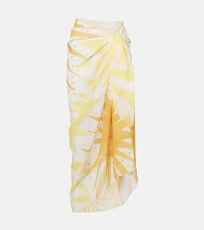 Cala De La Cruz Luana Printed Beach Cover-up In Yellow