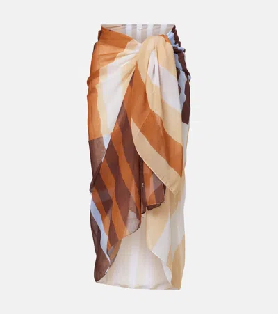 Cala De La Cruz Luana Striped Beach Cover-up In Brown