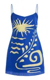 Cala De La Cruz Lucca Linen Mini Dress In Blue
