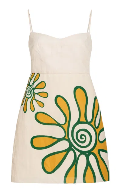 Cala De La Cruz Lucca Printed Linen Mini Dress In Multi
