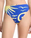 Cala De La Cruz Lulu High-waisted Bikini Bottom In Malibu Azul