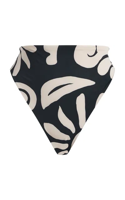 Cala De La Cruz Lulu Printed Bikini Bottoms In Black
