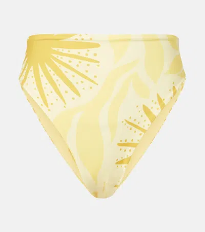 Cala De La Cruz Lulu Printed Bikini Bottoms In Yellow