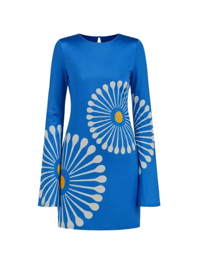 Cala De La Cruz Maisha Floral-print Mini Dress In Blue