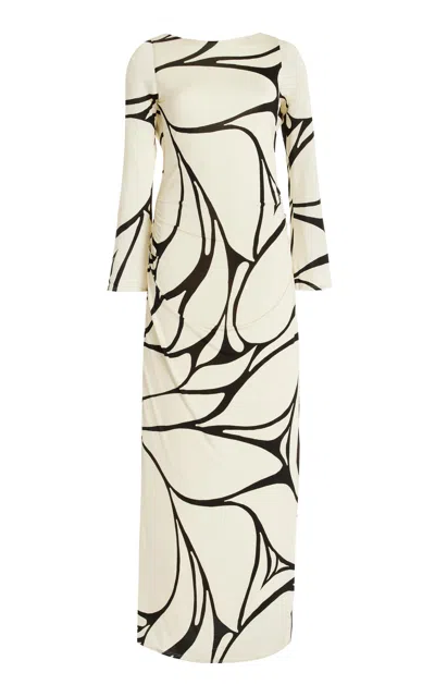 Cala De La Cruz Malaga Jersey Maxi Dress In Black,white