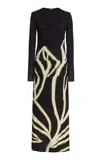 Cala De La Cruz Megara Printed Jersey Maxi Dress In Black