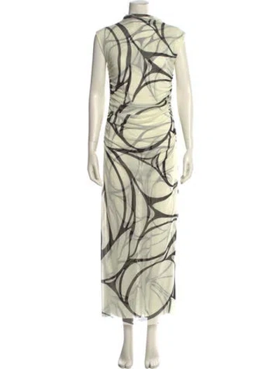Pre-owned Cala De La Cruz Mesh Long Dress In Neutral