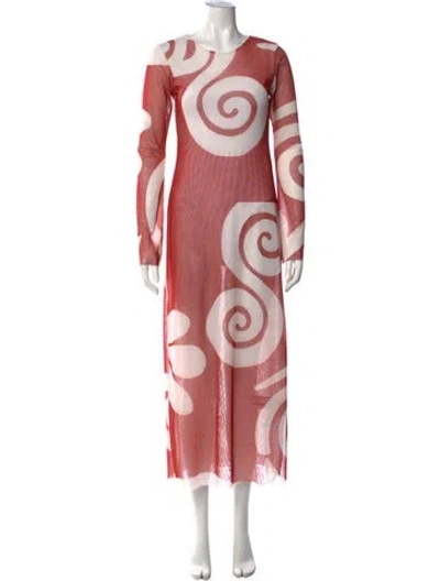 Pre-owned Cala De La Cruz Mesh Long Dress In Pink