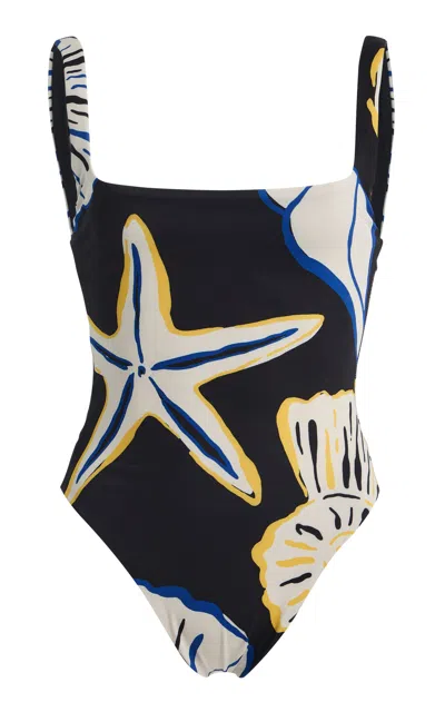 Cala De La Cruz Vienna Printed Swimsuit In Black