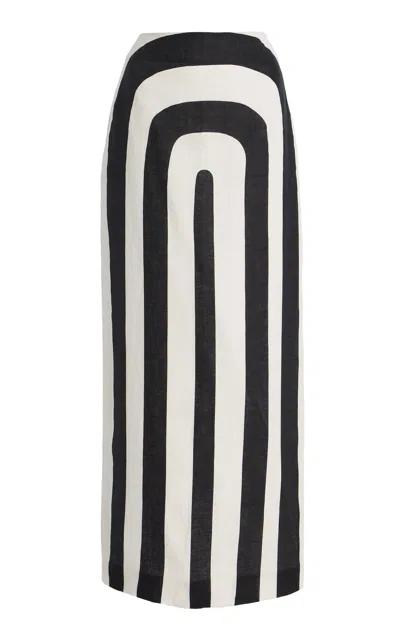 Cala De La Cruz Bruna Midi Skirt In Arco Black White In Multi
