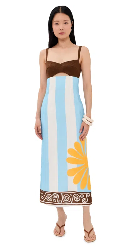 Cala De La Cruz Nara Linen Dress Viaazul In Multi