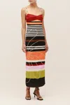 Cala De La Cruz Paloma Linen Sleeveless Midi Dress In Multi