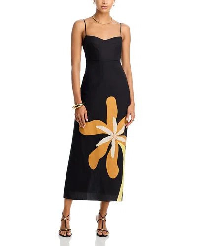 Cala De La Cruz Paloma Linen Dress In Black
