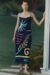 Cala De La Cruz Paloma Sleeveless Linen Midi Dress In Multicolor