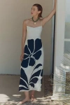 Cala De La Cruz Paloma Linen Exploded Flower Dress In White