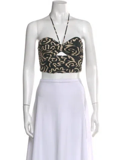 Pre-owned Cala De La Cruz Patterned Halterneck Crop Top In Neutral
