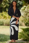 Cala De La Cruz Peninsula Cotton Puff-sleeve V-neck Maxi Dress In Black