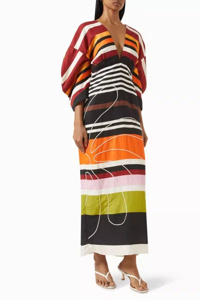 Cala De La Cruz Peninsula Maxi Dress In Agave Black In Multi