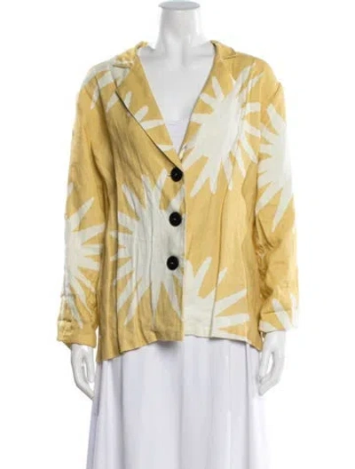 Pre-owned Cala De La Cruz Printed Blazer In Yellow