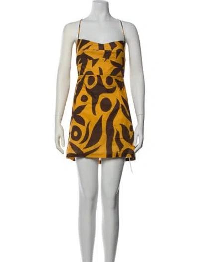 Pre-owned Cala De La Cruz Printed Knee-length Dress In Green
