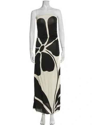 Pre-owned Cala De La Cruz Printed Long Dress In Green