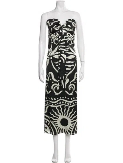Pre-owned Cala De La Cruz Printed Long Dress In Green