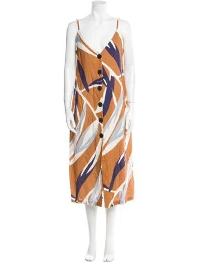 Pre-owned Cala De La Cruz Printed Long Dress In Multi