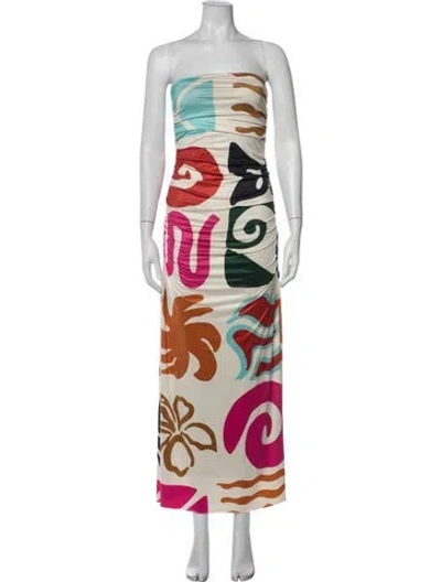 Pre-owned Cala De La Cruz Printed Long Dress In Multicolor