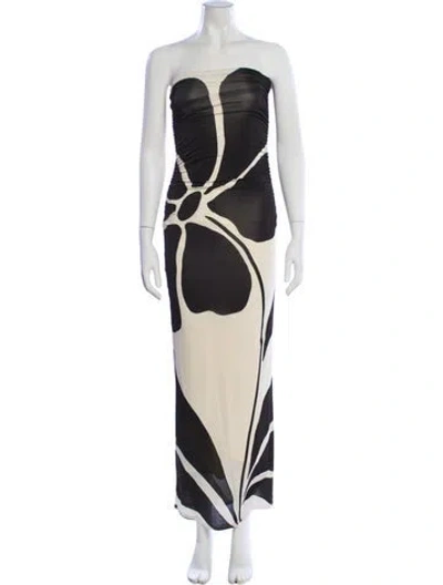 Pre-owned Cala De La Cruz Printed Long Dress In Neutral