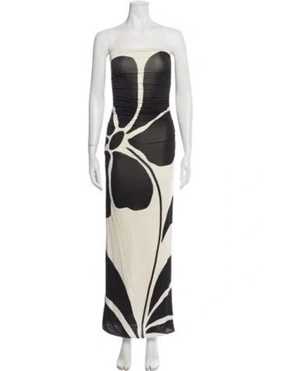 Pre-owned Cala De La Cruz Printed Long Dress In Neutrals