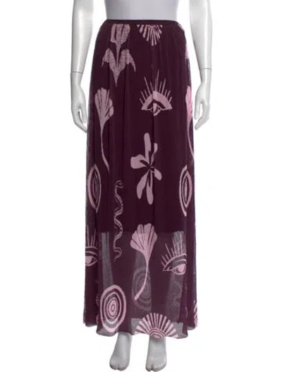 Pre-owned Cala De La Cruz Printed Long Skirt In Purple